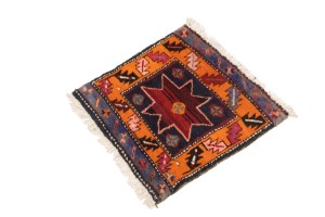 Vintage Geometric Tribal 1'8X1'8 Heriz Persian Square Rug