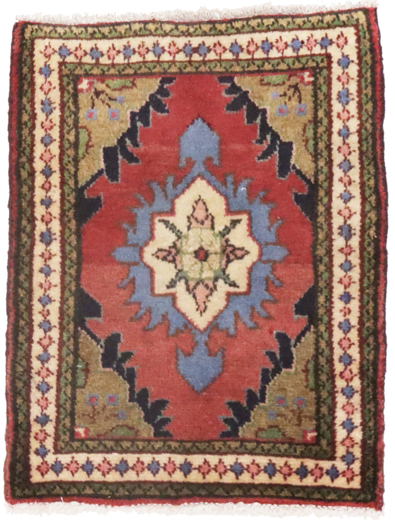 Vintage Red Tribal 1'5X2 Hamedan Persian Rug
