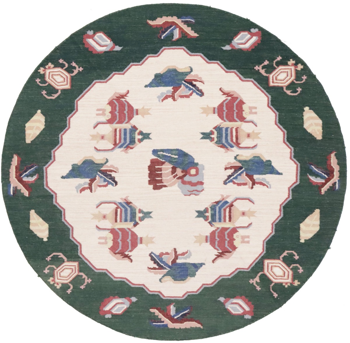 Floral Dhurrie 7X7 Chinese Oriental Round Rug