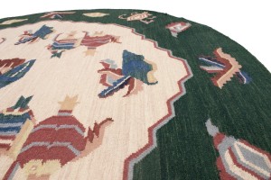 Floral Dhurrie 7X7 Chinese Oriental Round Rug