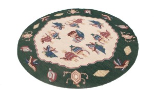 Floral Dhurrie 7X7 Chinese Oriental Round Rug