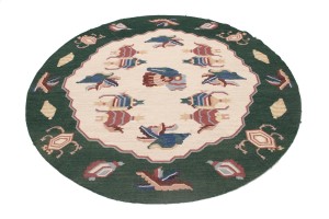 Floral Dhurrie 7X7 Chinese Oriental Round Rug