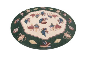 Floral Dhurrie 7X7 Chinese Oriental Round Rug