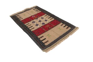 Beige Tribal 3'6X6 Sumak Herati Persian Rug
