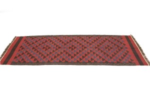 Vintage Tribal Red 4'7X12'6 Kilim Persian Runner Rug