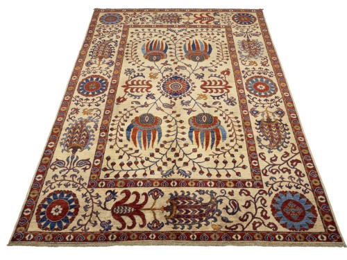 Beige Floral 7X10 Afghan Mamlouk Oriental Rug