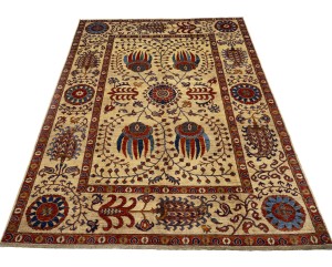 Beige Floral 7X10 Afghan Mamlouk Oriental Rug