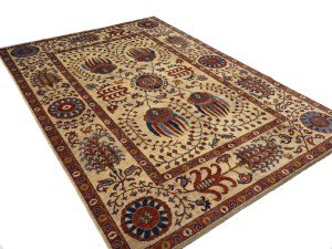 Beige Floral 7X10 Afghan Mamlouk Oriental Rug