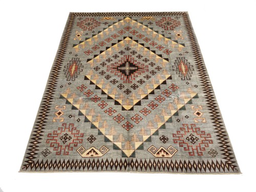 Gray Geometric Tribal 10X14 Afghan Oriental Rug