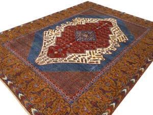 Blue Geometric Tribal 8'2X11'6 Afghan Oriental Rug