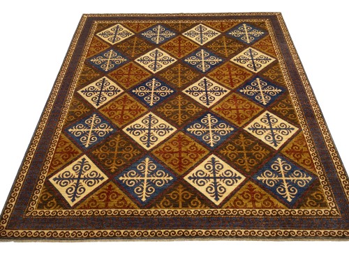 Multicolored Geometric Tribal 8'5X9'8 Afghan Yalameh Oriental Rug