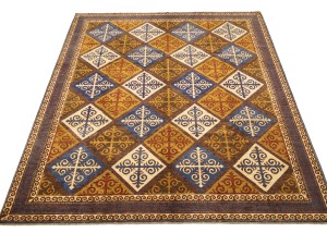 Multicolored Geometric Tribal 8'5X9'8 Afghan Yalameh Oriental Rug