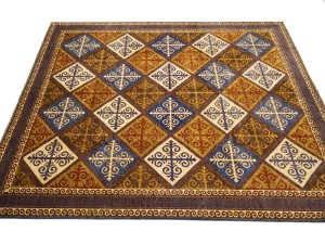 Multicolored Geometric Tribal 8'5X9'8 Afghan Yalameh Oriental Rug