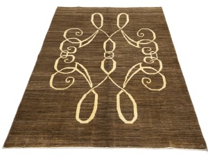 Brown Pictorial 4'9X6'4 Afghan Gabbeh Oriental Rug
