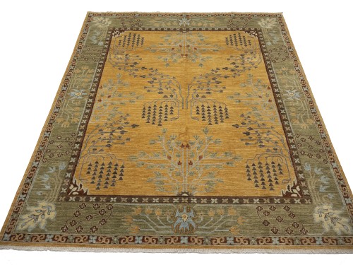 Cream Gold Tribal 8X10 Afghan Herati Oriental Rug