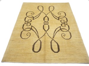 Cream Pictorial 5X6'5 Afghan Gabbeh Oriental Rug