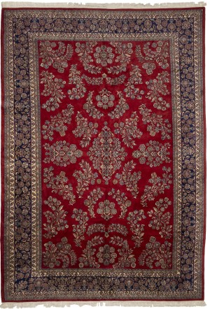 Red Floral Traditional 11X16 Indo-Sarouk Oriental Rug