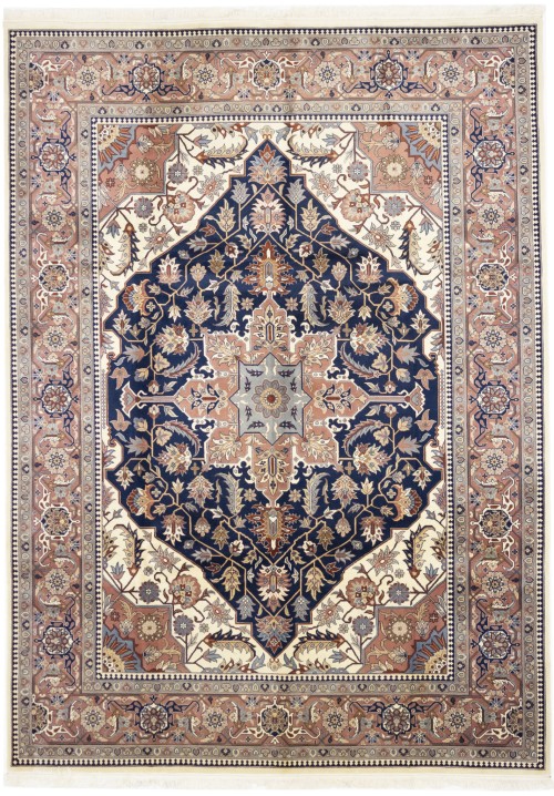 Dark Navy Floral Classic 9X12 Heriz Serapi Pakistan Rug