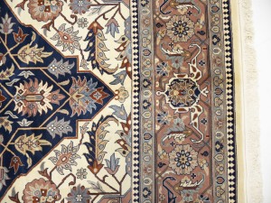 Dark Navy Floral Classic 9X12 Heriz Serapi Pakistan Rug