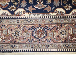 Dark Navy Floral Classic 9X12 Heriz Serapi Pakistan Rug