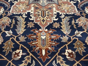 Dark Navy Floral Classic 9X12 Heriz Serapi Pakistan Rug