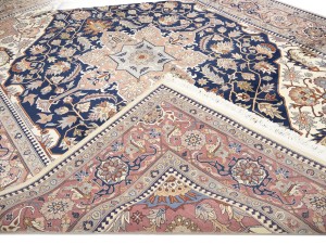 Dark Navy Floral Classic 9X12 Heriz Serapi Pakistan Rug