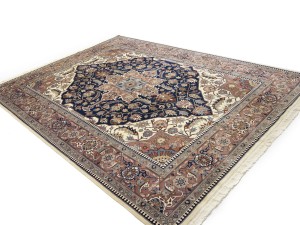Dark Navy Floral Classic 9X12 Heriz Serapi Pakistan Rug