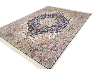 Dark Navy Floral Classic 9X12 Heriz Serapi Pakistan Rug