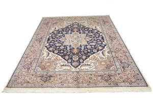 Dark Navy Floral Classic 9X12 Heriz Serapi Pakistan Rug