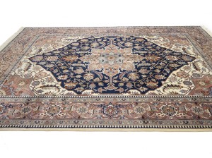 Dark Navy Floral Classic 9X12 Heriz Serapi Pakistan Rug