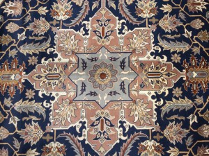 Dark Navy Floral Classic 9X12 Heriz Serapi Pakistan Rug