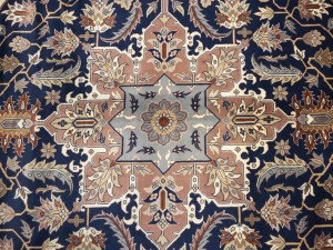 Dark Navy Floral Classic 9X12 Heriz Serapi Pakistan Rug