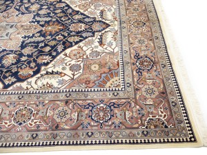 Dark Navy Floral Classic 9X12 Heriz Serapi Pakistan Rug