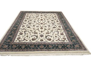 Cream Floral 9X12 Indo-Kashan Oriental Rug
