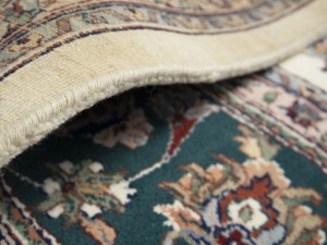 Cream Floral 9X12 Indo-Kashan Oriental Rug