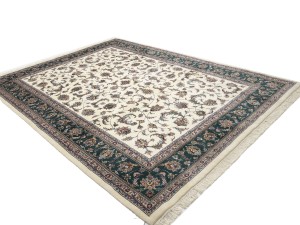 Cream Floral 9X12 Indo-Kashan Oriental Rug