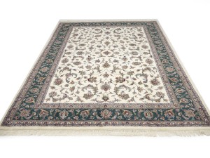 Cream Floral 9X12 Indo-Kashan Oriental Rug