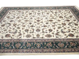 Cream Floral 9X12 Indo-Kashan Oriental Rug
