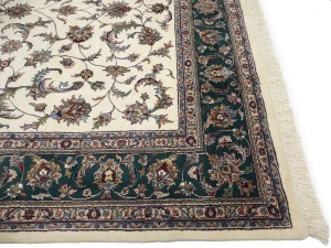 Cream Floral 9X12 Indo-Kashan Oriental Rug