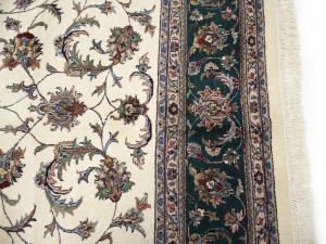 Cream Floral 9X12 Indo-Kashan Oriental Rug