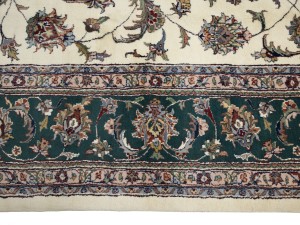 Cream Floral 9X12 Indo-Kashan Oriental Rug