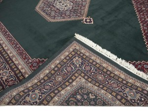 Green Floral Tribal 9X12 Indo-Bidjar Oriental Rug