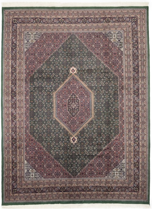 Green Floral Tribal 9X12 Indo-Bidjar Oriental Rug