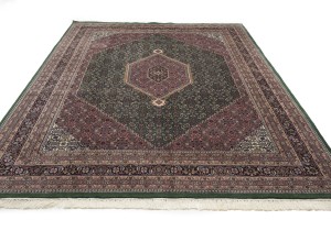 Green Floral Tribal 9X12 Indo-Bidjar Oriental Rug