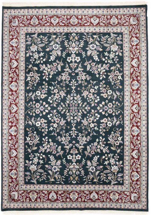 Dark Green Vintage Floral Tribal 9X12 Indo-Kashan Oriental Rug