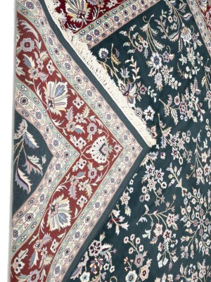 Dark Green Vintage Floral Tribal 9X12 Indo-Kashan Oriental Rug