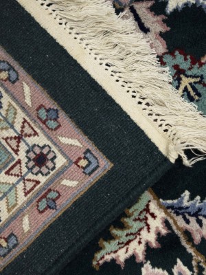 Dark Green Vintage Floral Tribal 9X12 Indo-Kashan Oriental Rug
