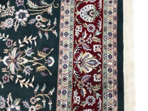 Dark Green Vintage Floral Tribal 9X12 Indo-Kashan Oriental Rug