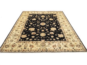 Black Floral Peshawar 9X12 Pakistan Oriental Rug