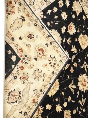 Black Floral Peshawar 9X12 Pakistan Oriental Rug